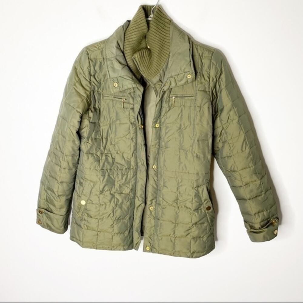 Talbots Petites Down Filled Olive‎ Green Puffer Chore Coat Sz SP Outdoors Winter
